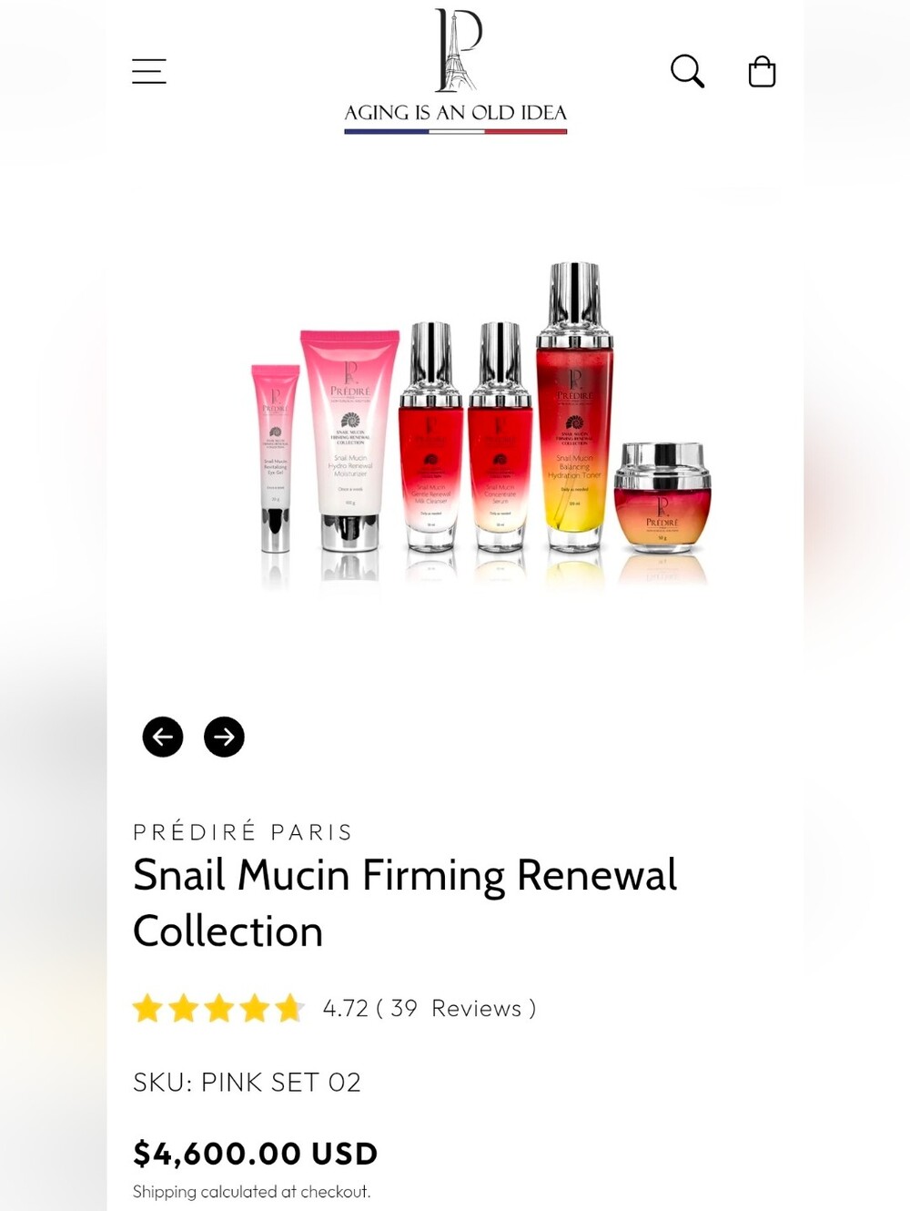 Snail Mucin Firming Renewal Set | Prédiré Paris  $4,609 MSRP